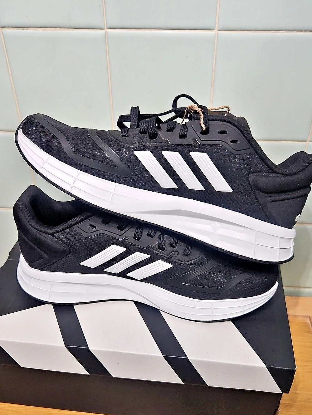 adidas Duramo 10 Running Shoes in Black & White US 7.5 NWT